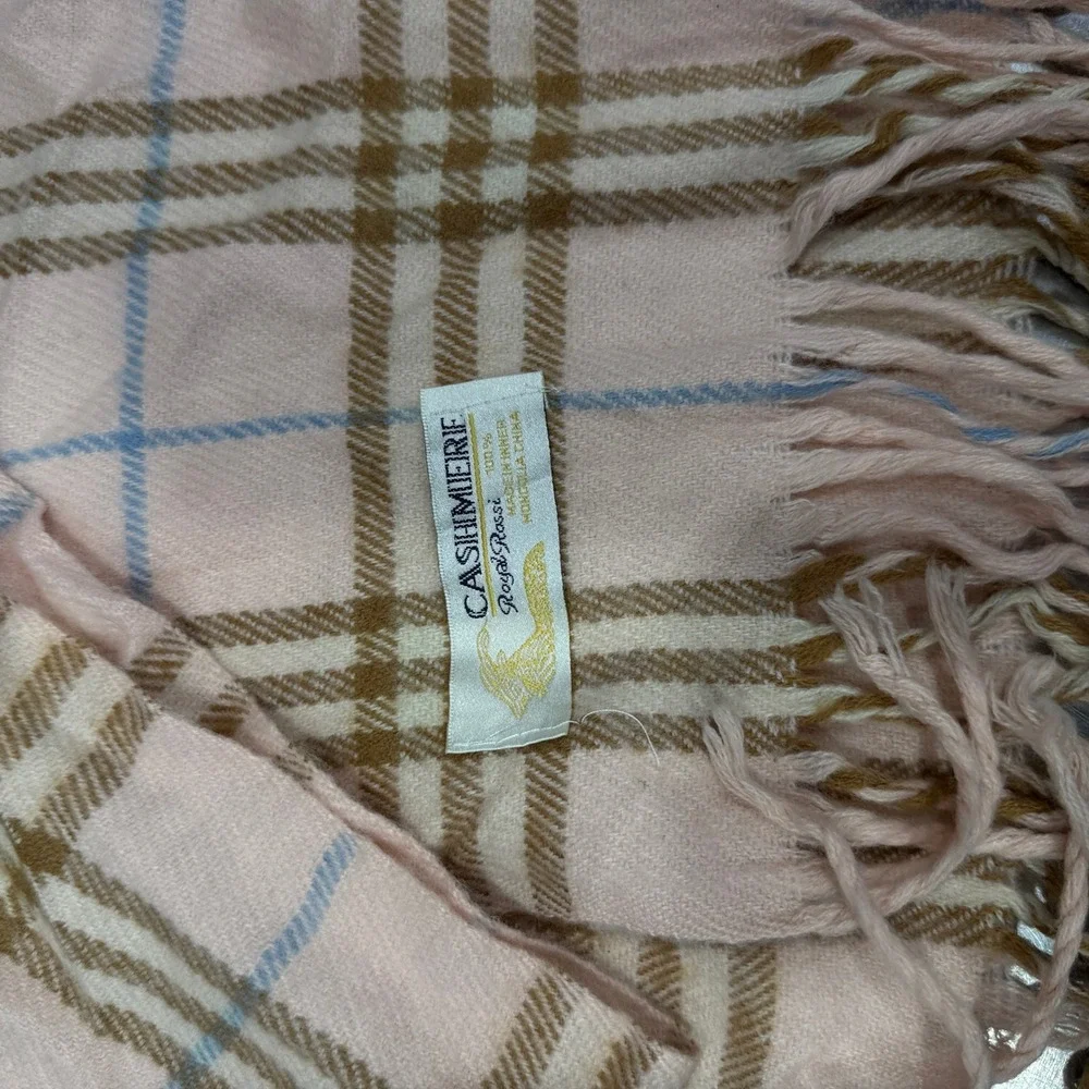 Royal Rossi Scarf Womens OS Pink Good Plaid Cashmere Fringed Winter Accessory